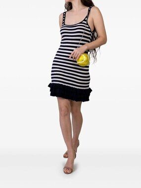Brandon Maxwell The Sutter Striped Mini Dress Navy/White Size M (QTY2);S